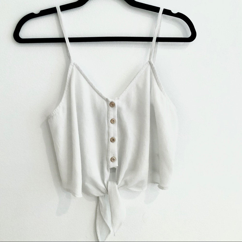White button-up camisole blouse top w/ tie Size 4